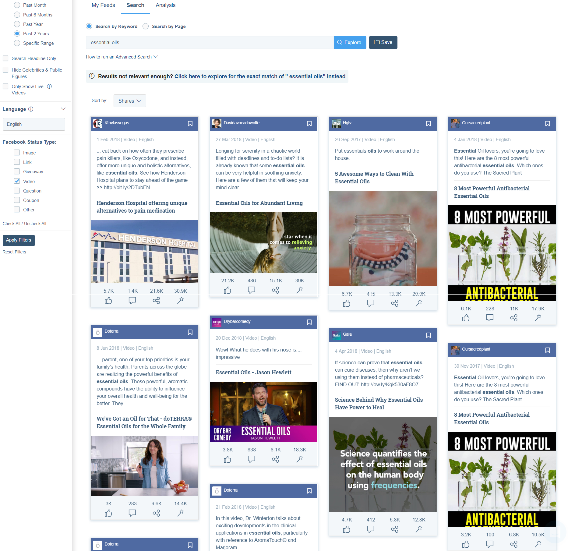 Essential Oils Facebook Analyzer